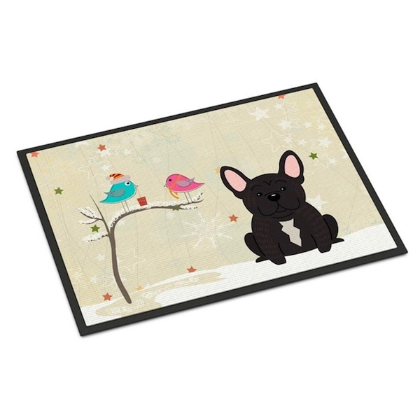 Carolines Treasures Christmas Presents Between Friends French Bulldog Brindle Indoor or Outdoor Mat, 18 x 0.25 x 27 in. BB2481MAT - main